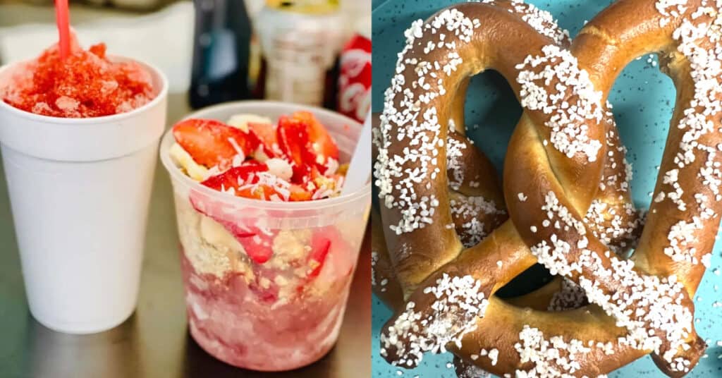 Shaved Ice, Acai Bowl and Pretzel with Salt